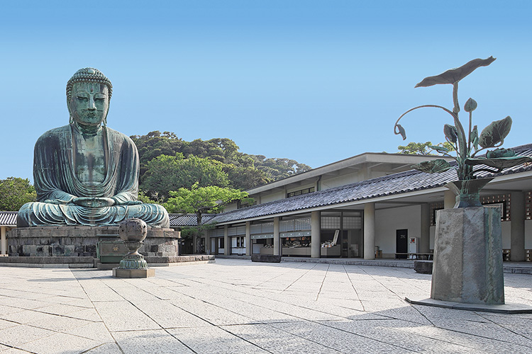 鎌倉大仏殿高徳院 境内より寺務所・直営販売店を見る